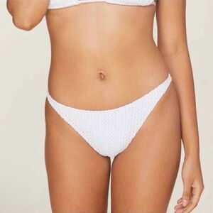 Andie Swim X Demi Moore Tropez Bikini Bottom White Crochet Textured Size L NWT